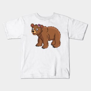 Cute bear with flower cartoon illustration Kids T-Shirt